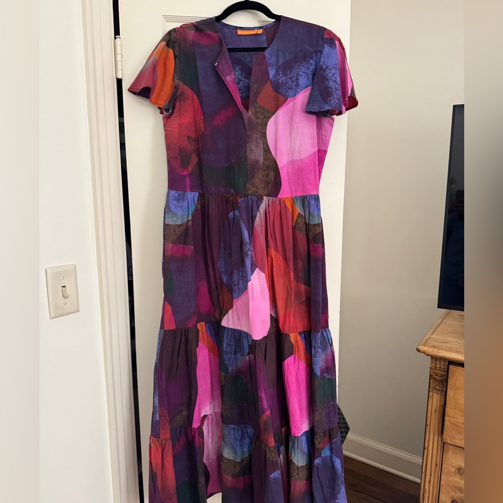 Oliphant Multicolor Abstract Print Maxi Dress
